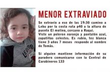 CONTINÚA LA DESESPERADA BÚSQUEDA DEL PEQUEÑO TOMÁS EN ARAUCO