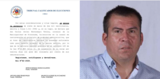 Por falta a la probidad TRICEL suspende por 30 días a concejal de Rinconada Carlos Montenegro Urbina.
