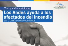 Los Andes se une a campaña solidaria para ir en apoyo de los afectados de incendio en Camino Internacional