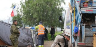 Municipalidad de Los Andes y Carabineros realizan retiro de ruco en Avenida Las Industrias